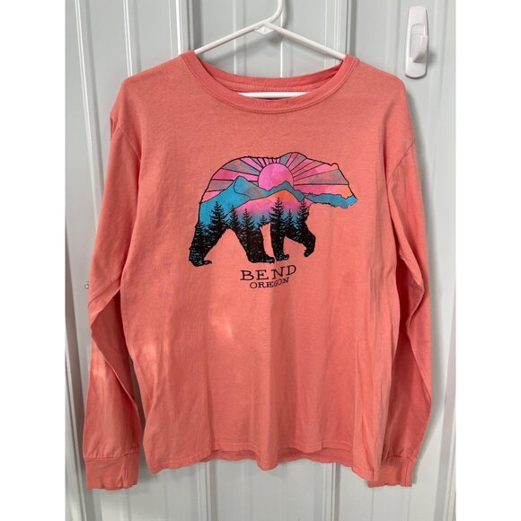 Blue 84 Bend Oregon Long Sleeve Graphic T Shirt Women Small Crewneck Pink Cotton - Picture 1 of 6